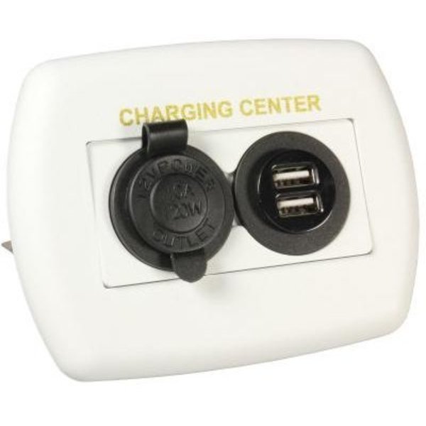 Jr Products 12V/USB CHARGING CENTER, WHITE 15085